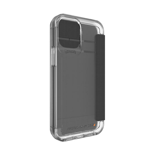 Gear4 Wembley Flip Compatible with iPhone 12 Mini - Advanced Impact Protection, Integrated D3O Technology, Protective Phone Cover – Clear